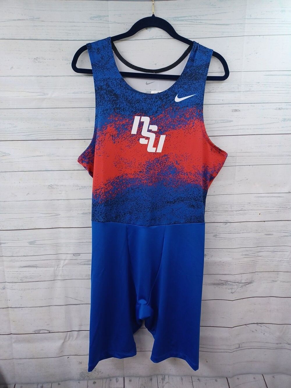 Nike NSU Digital Fast Speed Suit Mens Sz L Red Blue Track Singlet NWT